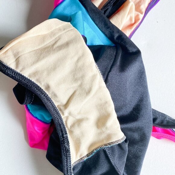 Vintage Christina Neon Pink Blue Low Back One Piece Swimsuit L - Picture 7 of 7